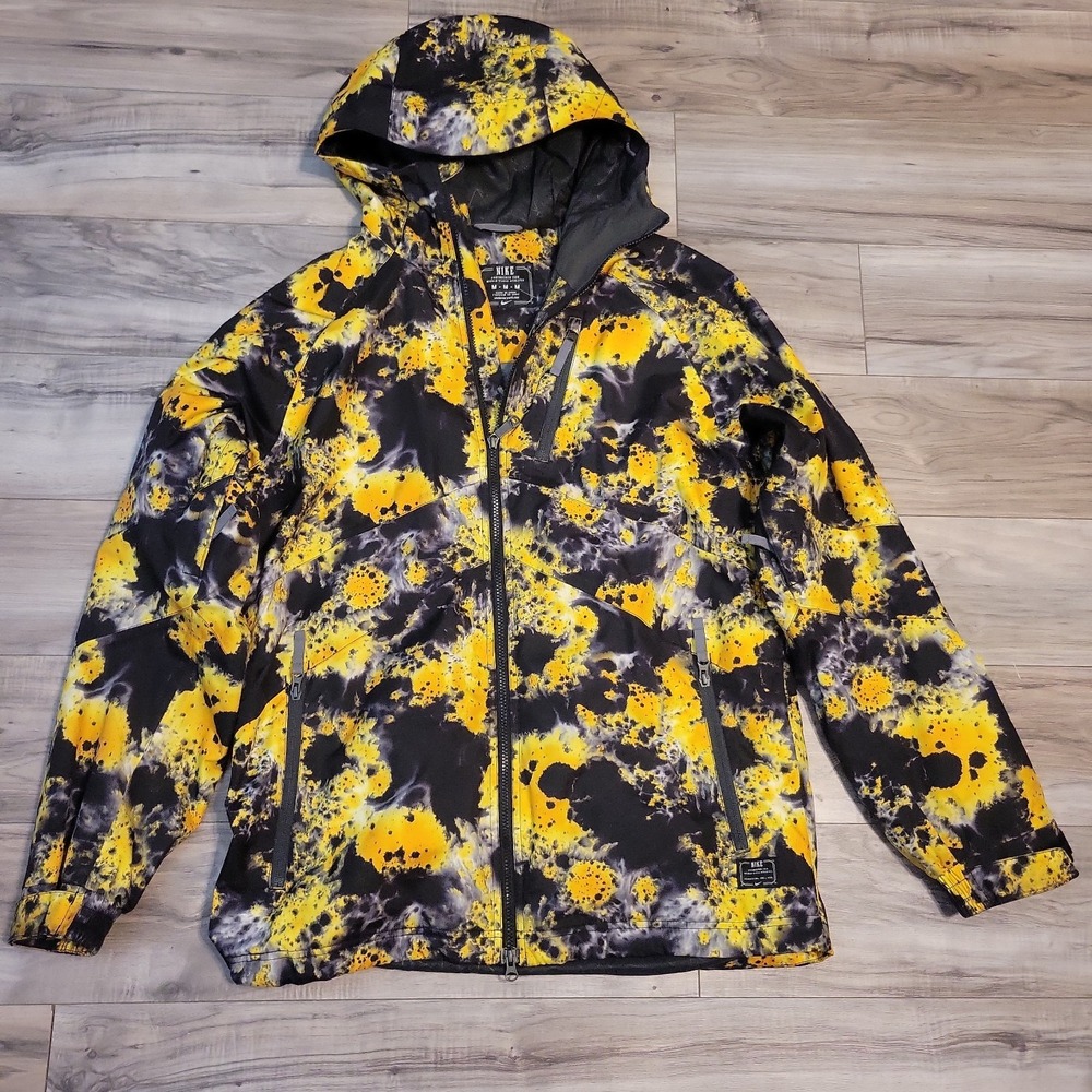 VTG Nike SB Snowboarding Jacket Mens Medium Kampai Yellow Black Splatter Zip